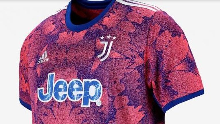 Das dritte Juve-Trikot für die Saison 2022/23 kommt sehr farbenfroh daher (Quelle: Fanshop Juventus).