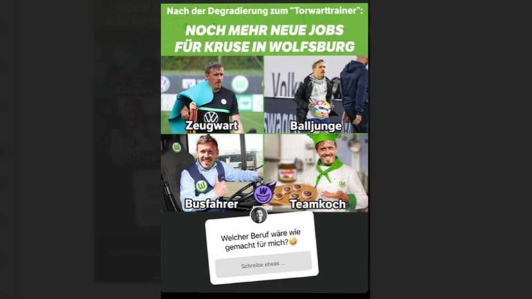 Max Kruse lässt seine Follower über mögliche neue Jobs beim VfL Wolfsburg abstimmen.