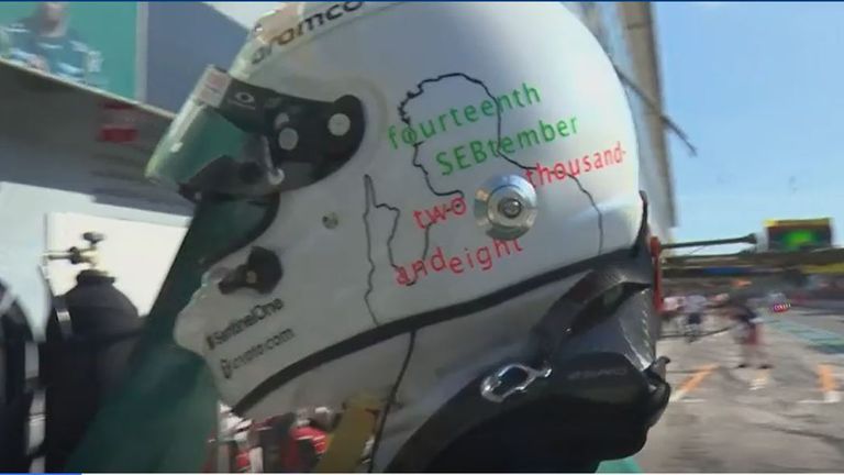Sebastian Vettel mit speziellem Helmdesign in Monza.