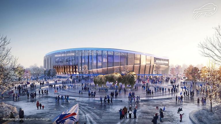 Die Buffalo Bills haben erste Bilder veröffentlicht, wie ihr neues Stadion in der Abbott Road in Orchard Park aussehen soll. Das Meisterwerk soll 2026 fertiggtestellt werden. (Quelle: bills.com) 