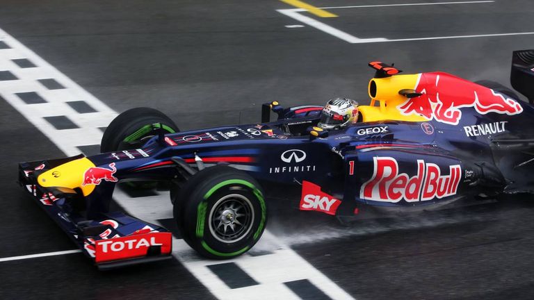 Formula One World Championship, WM, Weltmeisterschaft Rd20 Brazilian Grand Prix, Race, Sao Paulo, Brazil, 25 November 2012. World Champion Sebastian Vettel GER Red Bull Racing RB8 crosses the line. Formula One World Championship, Rd20 Brazilian Grand Prix, Race, Sao Paulo, Brazil, 25 November 2012. BEST IMAGE PUBLICATIONxINxGERxSUIxAUTxHUNxONLY d12bra3123