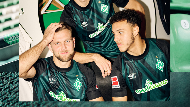 Niclas Füllkrug möchte auch im neuen Ausweichtrikot des SV Werder Bremen viele Tore schießen. (Quelle: Werder Bremen)