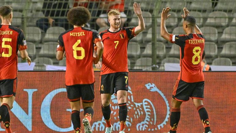 BELGIUM VS WALES Kevin De Bruyne of Belgium celebrates during a soccer game between the national teams of Belgium , called the Red Devils and Wales , in the fifth game in group 4 in the Uefa Nations League , on thursday 22 nd of September 2022 in Brussels , Belgium . PHOTO SPORTPIX DAVID CATRY Brussels Koning Boudewijnstadion Brussels BELGIUM PUBLICATIONxNOTxINxBEL Copyright: xSportpix.bex xDavidxCatryxDavidxCatryx 