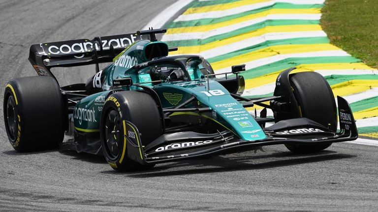 Lance Stroll (Aston Martin) in Sao Paulo.