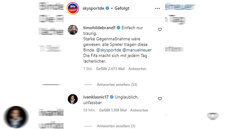 Timo Hildebrand und Ivan Klasnic zeigten sich ebenfalls empört. (Quelle: Instagram-Kommentare bei skysport.de)