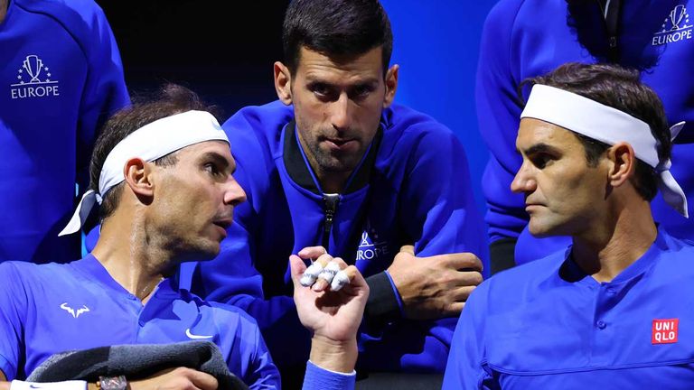 Rafael Nadal (l.), Roger Federer (r.) und Novak Djokovic prägen seit weit mehr als einem Jahrzehnt den Tennissport.