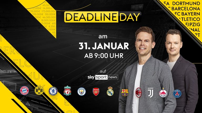 Der Deadline Day am 31. Januar ab 09:00 Uhr LIVE bei Sky Sport News.