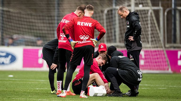 Luca Kilian musste am Mittwoch das Training beim 1. FC Köln abbrechen. 