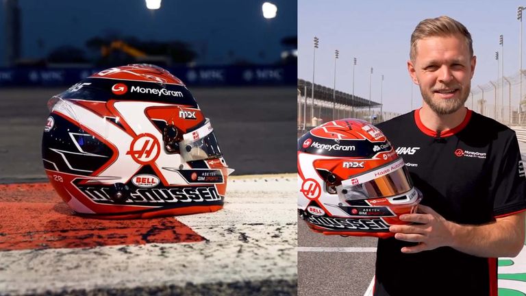 Kevin Magnussen (Haas) setzt diese Saison auf ein Design in rot/weiß/schwarz. Zudem ziert sein Name die Seite des neuen Helmes. 