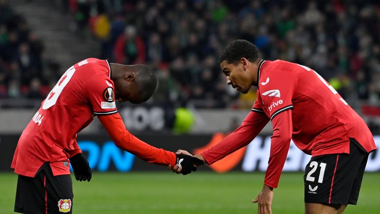 Amine Adli (r.) und Moussa Diaby (l.) waren die Torschützen bei Leverkusens Sieg bei Ferencvaros Budapest