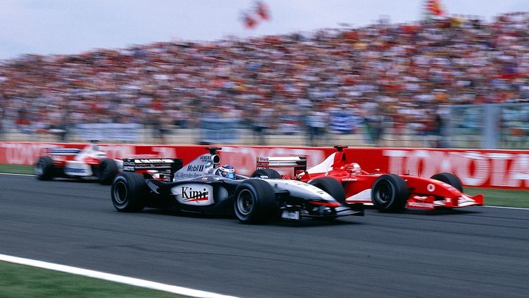 Saison 2003 | Weltmeister: Michael Schumacher (Ferrari/93 Punkte) - Vize-Weltmeister: Kimi Räikkönen (McLaren-Mercedes/91). | Da Räikkönen im letzten Rennen in Japan nicht über den zweiten Platz hinaus kam und Schumacher Platz acht erreichte, gewann Schumacher die WM knapp.