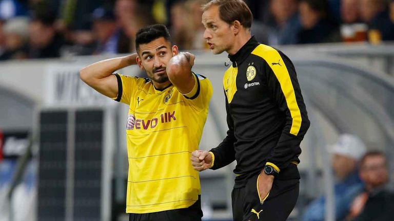 Ilkay Gündogan (l.) und  Thomas Tuchel  während ihrer gemeinsamen Zeit bei Borussia Dortmund (hier im September 2015) .