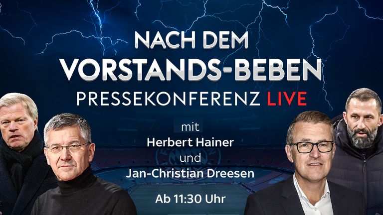 Herbert Hainer und Jan-Christian Dreesen stellen sich den Fragen der Journalisten. 