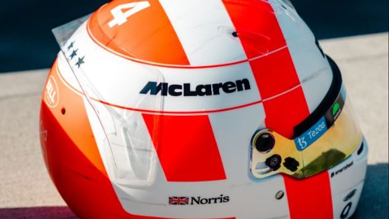 Der Monaco-Helm von Lando Norris (McLaren) - Quelle: McLaren/Twitter.