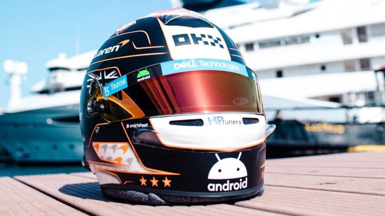 Der Monaco-Helm von Oscar Piastri (McLaren) - Quelle: McLaren/Twitter.
