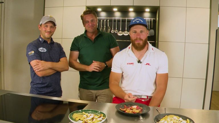 Golfprofi Lukas Nemecz kocht gegen Sky Moderator Florian Bauer einen Kaiserschmarren und gibt in einem Interview währenddessen Einblicke in sein Leben als Profi und Papa.