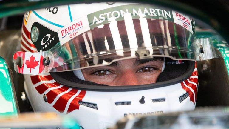 Aston-Martin-Pilot Lance Stroll trägt bei seinem Heim-GP in Kanada einen speziellen Helm sowie ein besonderes Rennoutfit.