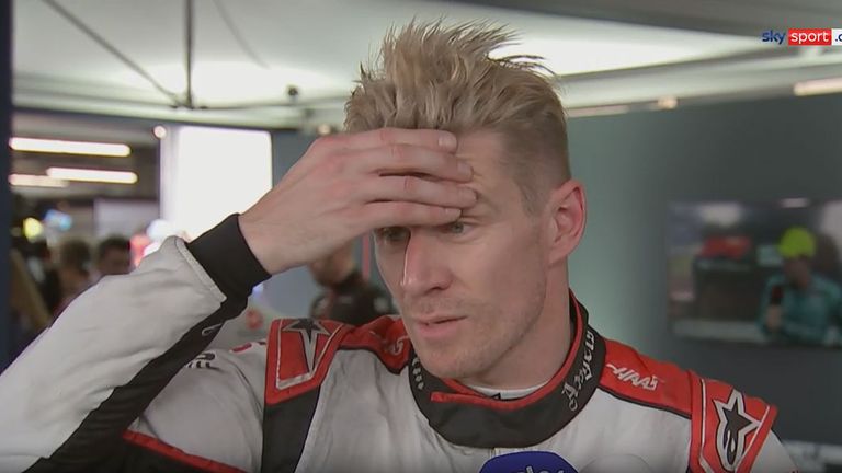 Nico Hülkenberg hadert am Sky Mikrofon mit der Haas-Performance im Rennen.