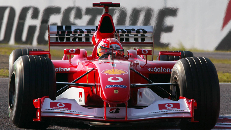 8 Siege: Michael Schumacher (7) und Rubens Barrichello (1) für Ferrari von Italien 2003 bis Spanien 2004.