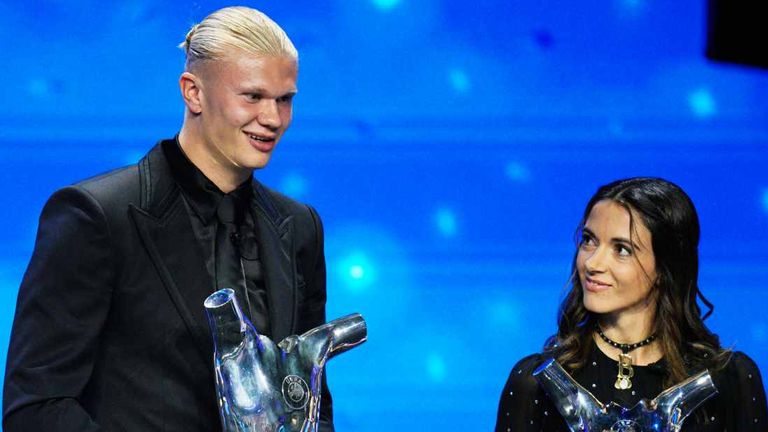 Erling Haaland und Aitana Bonmati wurden nach der Champions-League-Auslosung von der UEFA ausgezeichnet.
