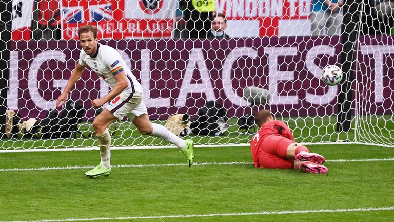 Harry Kane mit seinem ersten EM-Tor für die englische Nationalmannschaft gegen Deutschland.