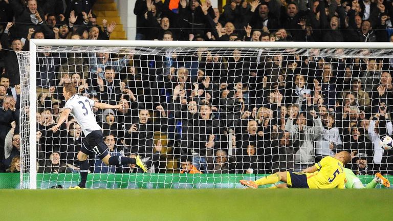 Harry Kane mit seinem ersten Premier-League-Tor für Tottenham Hotspur gegen AFC Sunderland (20 Jahre, 8 Monate, 10 Tage).