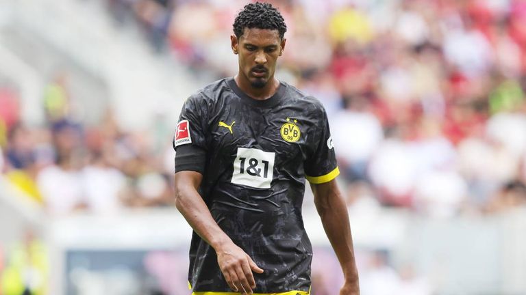 firo : 16.09.2023, Fussball, Fu....ball, 1. Liga, 1.Bundesliga, Saison 2023/2024, SC Freiburg - BVB Borussia Dortmund 2:4 BVB S....bastien Haller , Entt....uschung , entt....uscht , Enttaeuschung , enttaeuscht , unzufrieden , Frust , frustriert ,