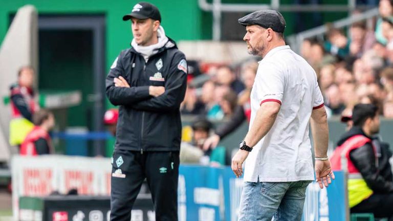 Ole Werner (l.) und Steffen Baumgart sind mit Bremen und Köln nicht gut in die Saison gestartet.