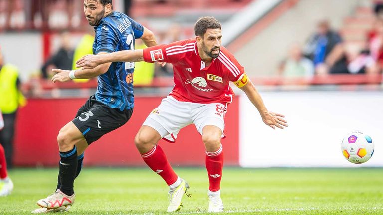 Rani Khedira (r.) ist zurück im Mannschaftstraining von Union Berlin.