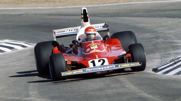Nika Lauda gewinnt 1975 im Ferrari 312T das Rennen in Watkins Glen.