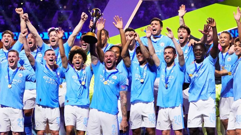 Die City-Stars feiern den Sieg bei der Klub-WM.