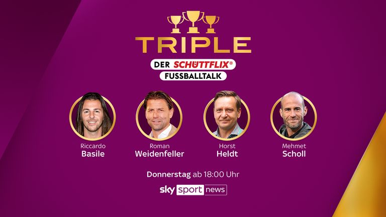 Diesen Donnerstag gibt es eine neue Ausgabe von "Triple – der Schüttflix Fußballtalk" live bei Sky.
