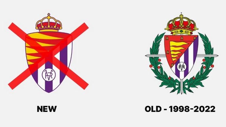 Nach nur einem Jahr kehrt Real Valladolid zum alten Logo zurück. (Quelle: footyheadlines.com)