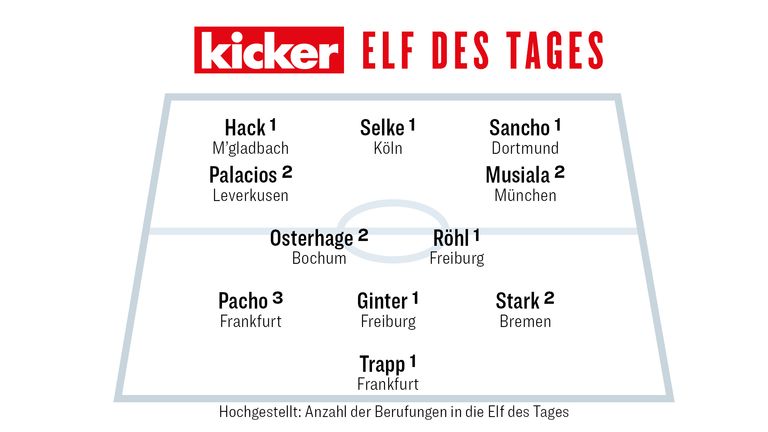 Die Kicker Elf des 17. Spieltages.