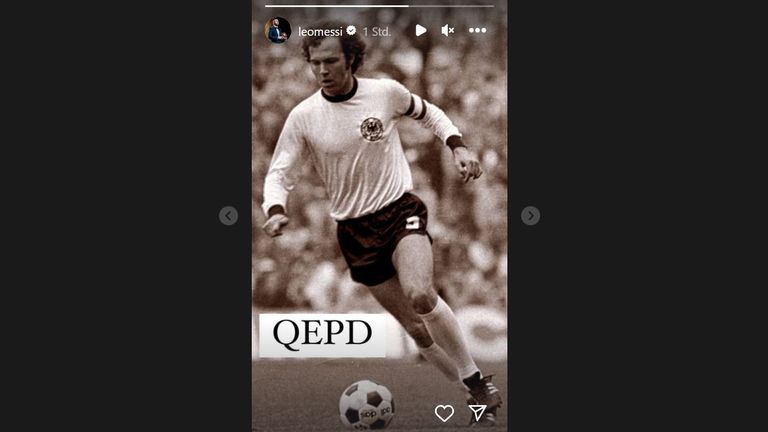 Lionel Messi ehrt Franz Beckenbauer - Quelle: Instagram/Lionel Messi. 