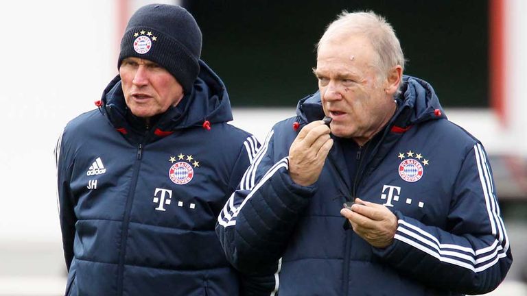 Hermann Gerland (r.) fungierte beim FC Bayern unter anderem als Co-Trainer von Jupp Heynckes.