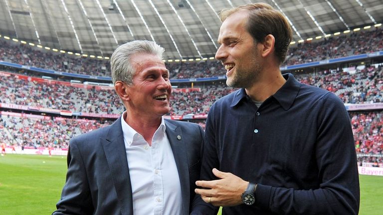 Jupp Heynckes als Bayern-Trainer (l.) und Thomas Tuchel als Mainz-Coach im Jahr 2012 in der Allianz Arena.