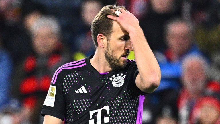 Harry Kane during Bayern Munich's match at Freiburg