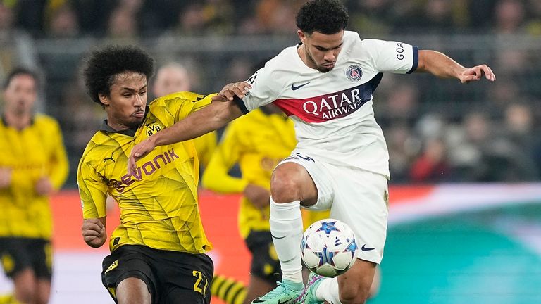 Dortmunds Karim Adeyemi (l.) und PSG-Youngster Warren Zaire-Emery treffen im CL-Halbfinale wieder aufeinander.