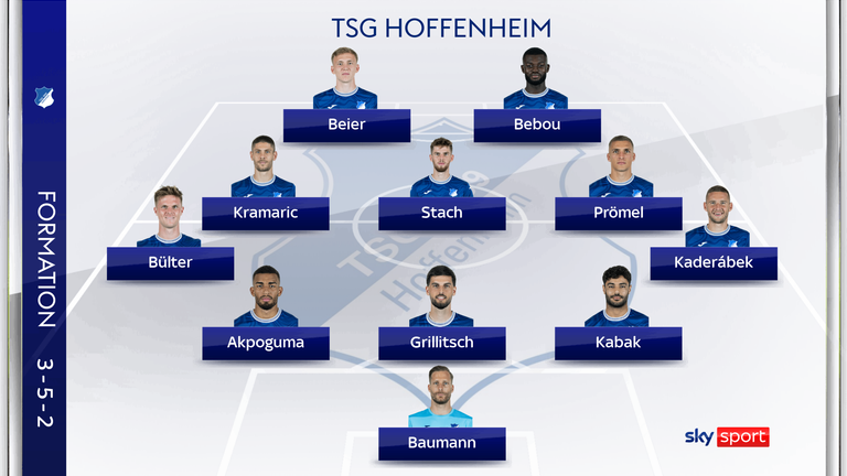Die mögliche Aufstellung der TSG 1899 Hoffenheim gegen den SV Darmstadt 98.