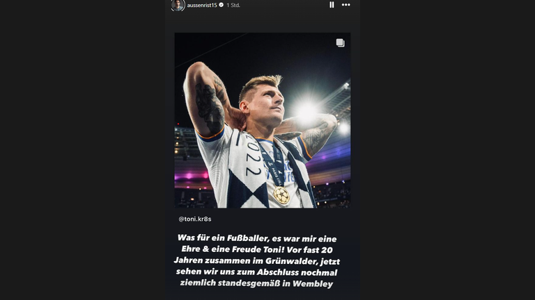 Hummels äußert sich auf Instagram zum baldigen Karriereende von Toni Kroos. (Quelle: aussenrist15)