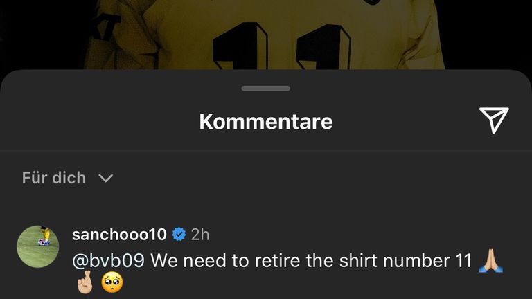 "We need to retire the shirt number 11", fordert Jadon Sancho auf seinem Instagram-Profil (Quelle: Instagram/sanchooo10)