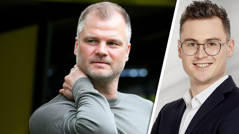 Sky Reporter Dennis Bayer (r.) findet das Stuttgarter Angebot für Sportdirektor Fabian Wohlgemuth "realitätsfern".