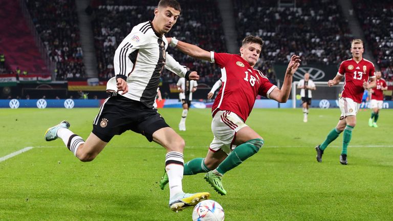 Im EM-Vorrundenspiel zwischen Deutschland und Ungarn  am 23. Juni 2021 erzielte Kai Havertz (l.) den 2:2-Endstand.