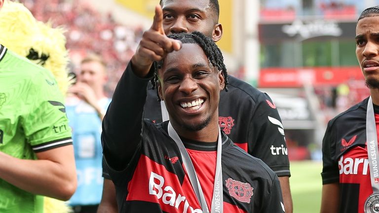 Jeremie Frimpong hat mit Bayer Leverkusen das Double geholt.