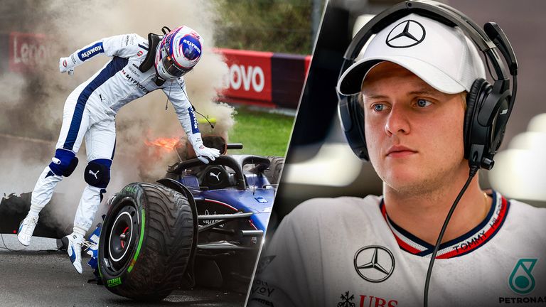 Logan Sargeant (l.) crasht im 3. Freien Training in Zandvoort heftig. Kommt es vorzeitig zur Trennung - und kann Mick Schumacher (r.) eventuell profitieren?