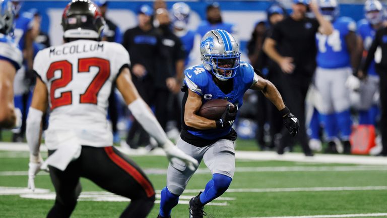 Amon-Ra St. Brown patzt mit den Detroit Lions.