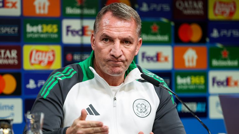 Brendan Rodgers during a Celtic press conference at Signal Iduna Park, on September 30, 2024, in Dortmund, Germany. (Photo by Craig Williamson / SNS Group)