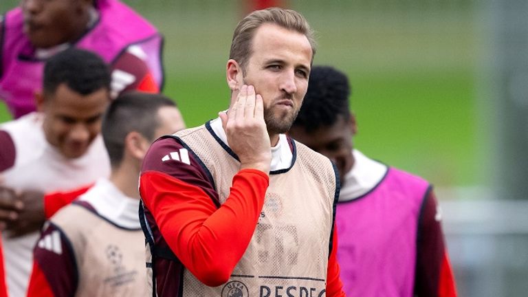 Bayern-Stürmer Harry Kane nahm am Abschlusstraining teil.