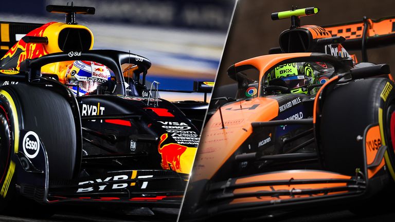 Die Saison wird mit Max Verstappen (l.) als amtierendem Champion fortgesetzt, der in der Fahrerwertung einen Vorsprung von 52 Punkten vor Lando Norris (r.) hat.